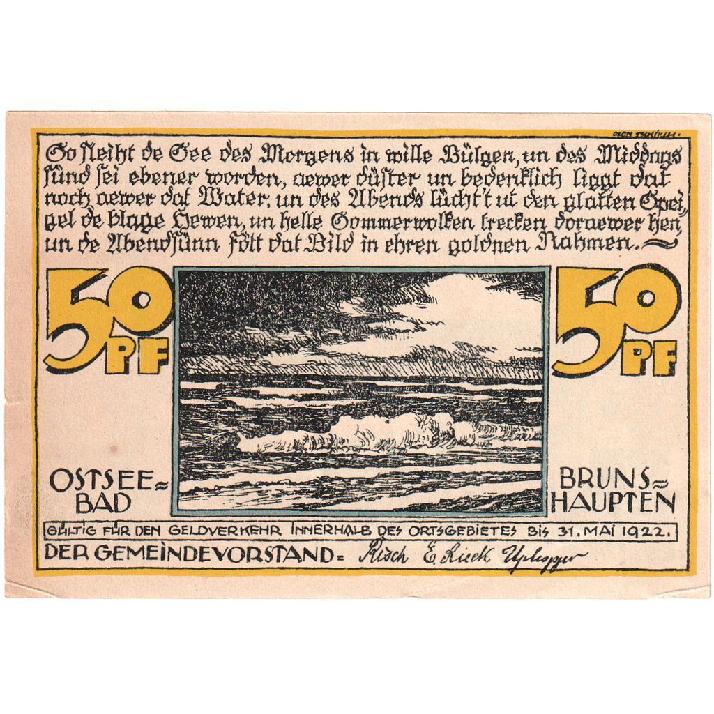 Germania, Brunshaupten, 50 Pfennig, 1922-05-31, SPL