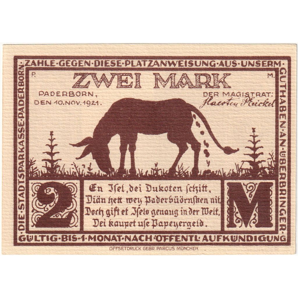 Germania, Paderborn, 2 Mark, 1921-11-10, SPL