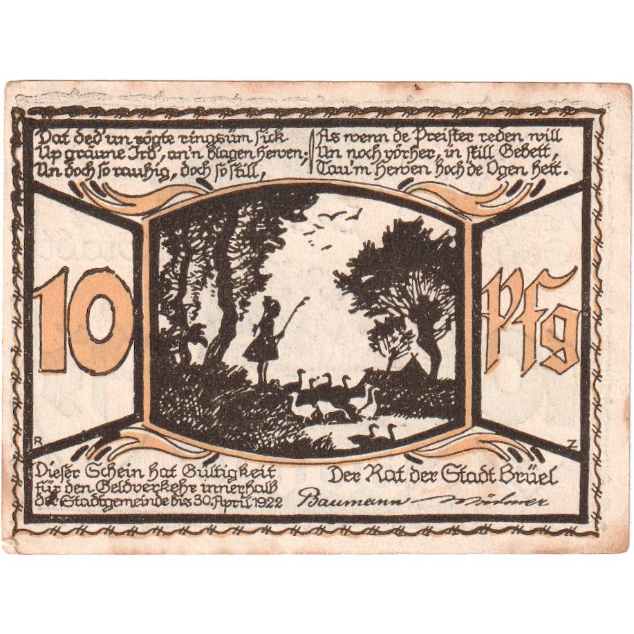 Germania, Brüel, 10 Pfennig, 1922-04-30, BB