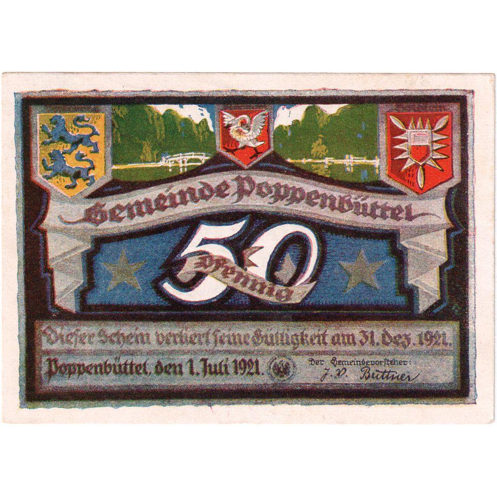Germania, Poppenbüttel, 50 Pfennig, 1921-12-31, SPL