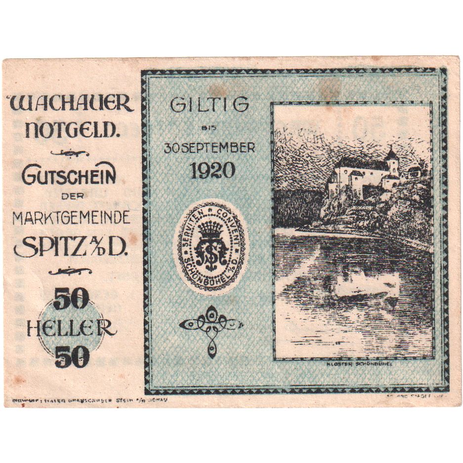 Austria, Spitz an der Donau, 50 Heller, 1920-09-30, BB