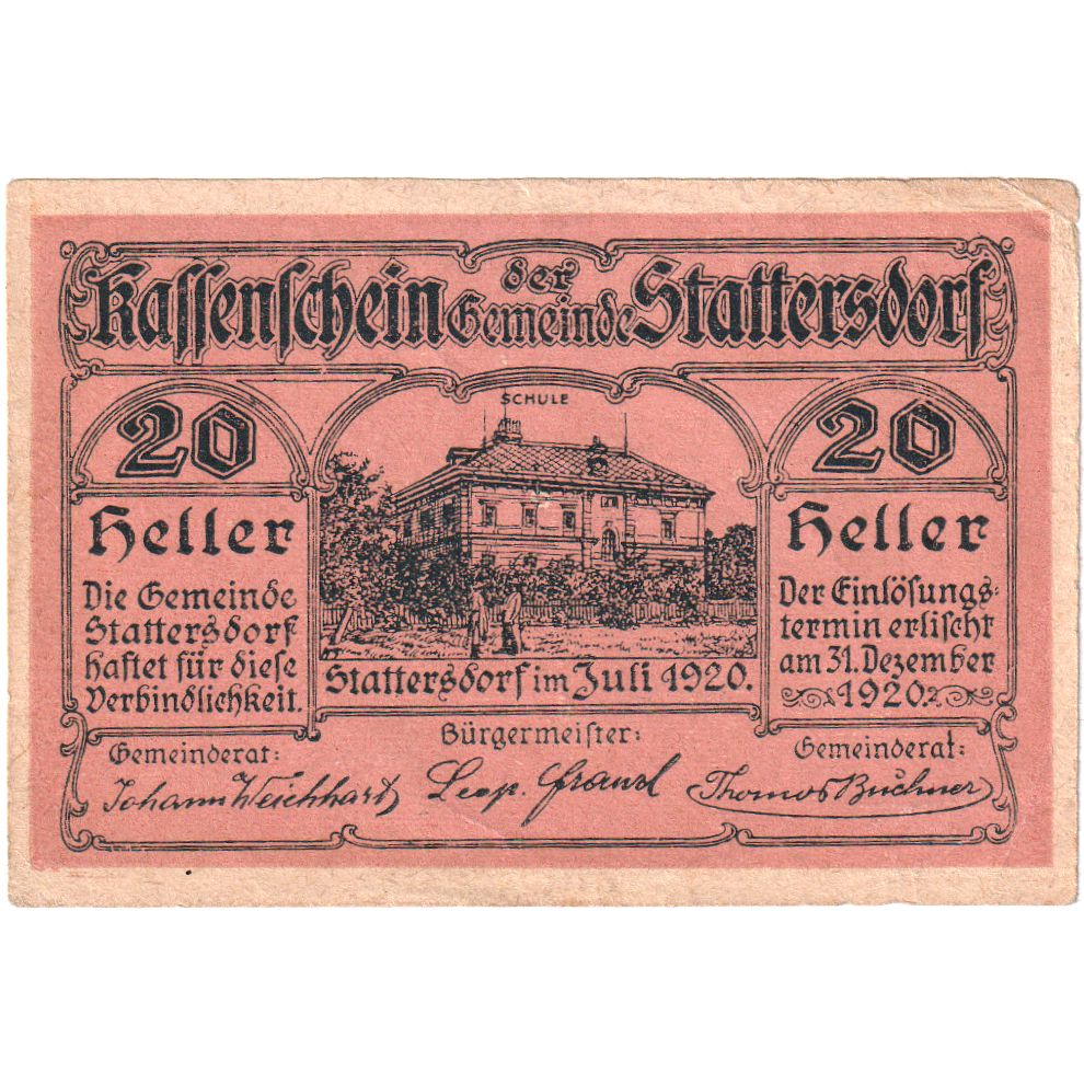 Austria, Stattersdorf, 20 Heller, 1920-12-31, MBC