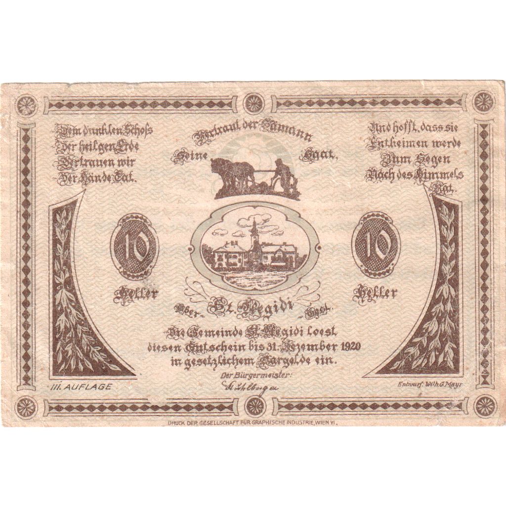 Austria, St Aegidi, 10 Heller, 1920-12-31, MBC