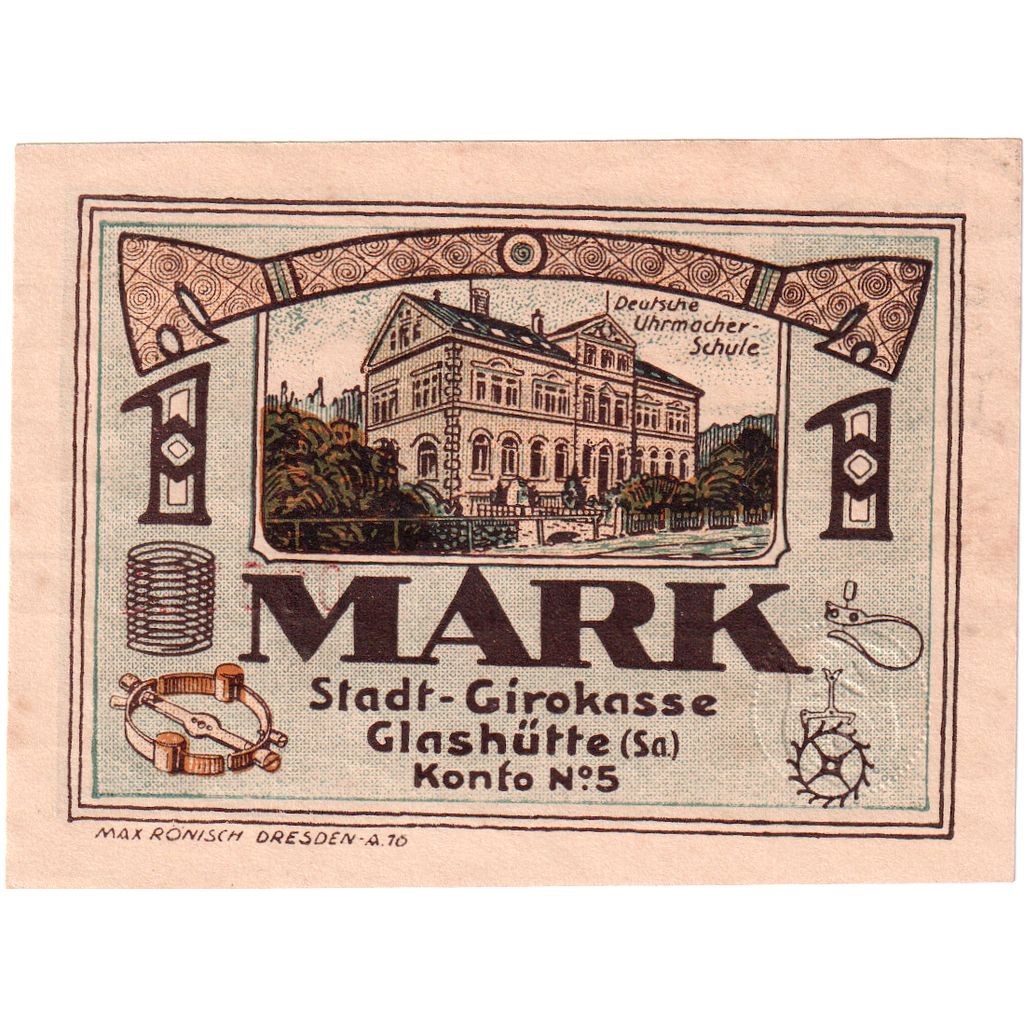 Germania, Glashutte, 1 Mark, 1921-08-01, SPL-