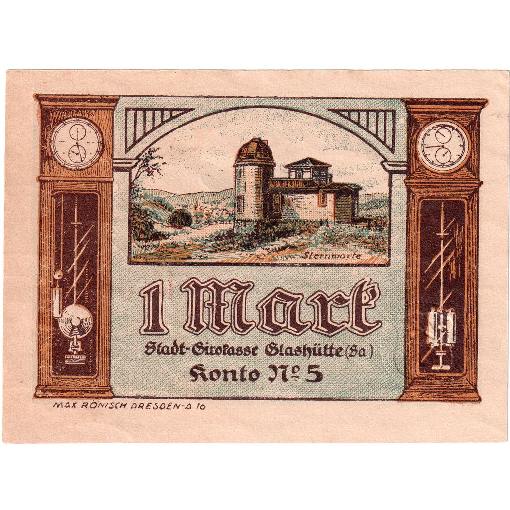 Germania, Glashutte, 1 Mark, 1921-08-01, SPL