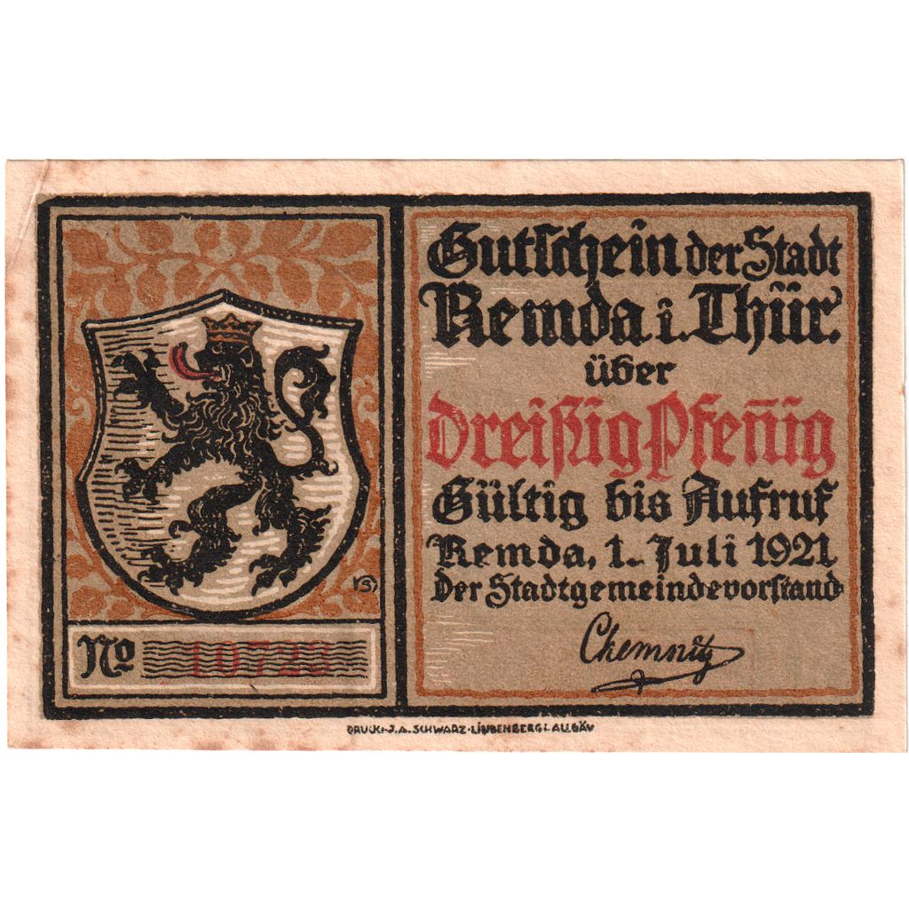 Germania, Remda, 30 Pfennig, 1921-07-01, BB