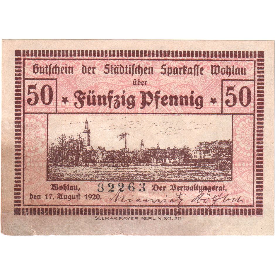 Deutschland, Wohlau, 50 Pfennig, 1920-08-17, SS