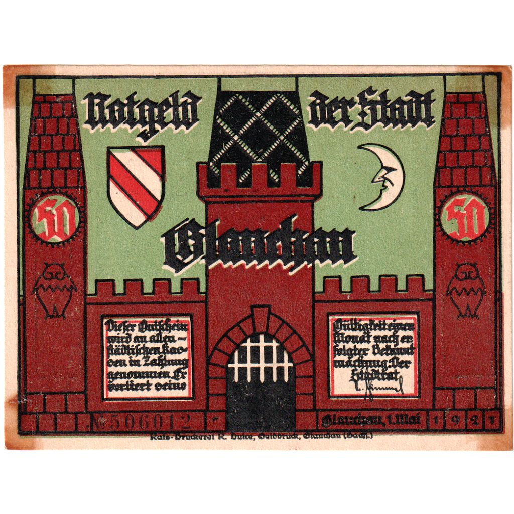 Deutschland, Glauchau, 50 Pfennig, 1921-05-01, S