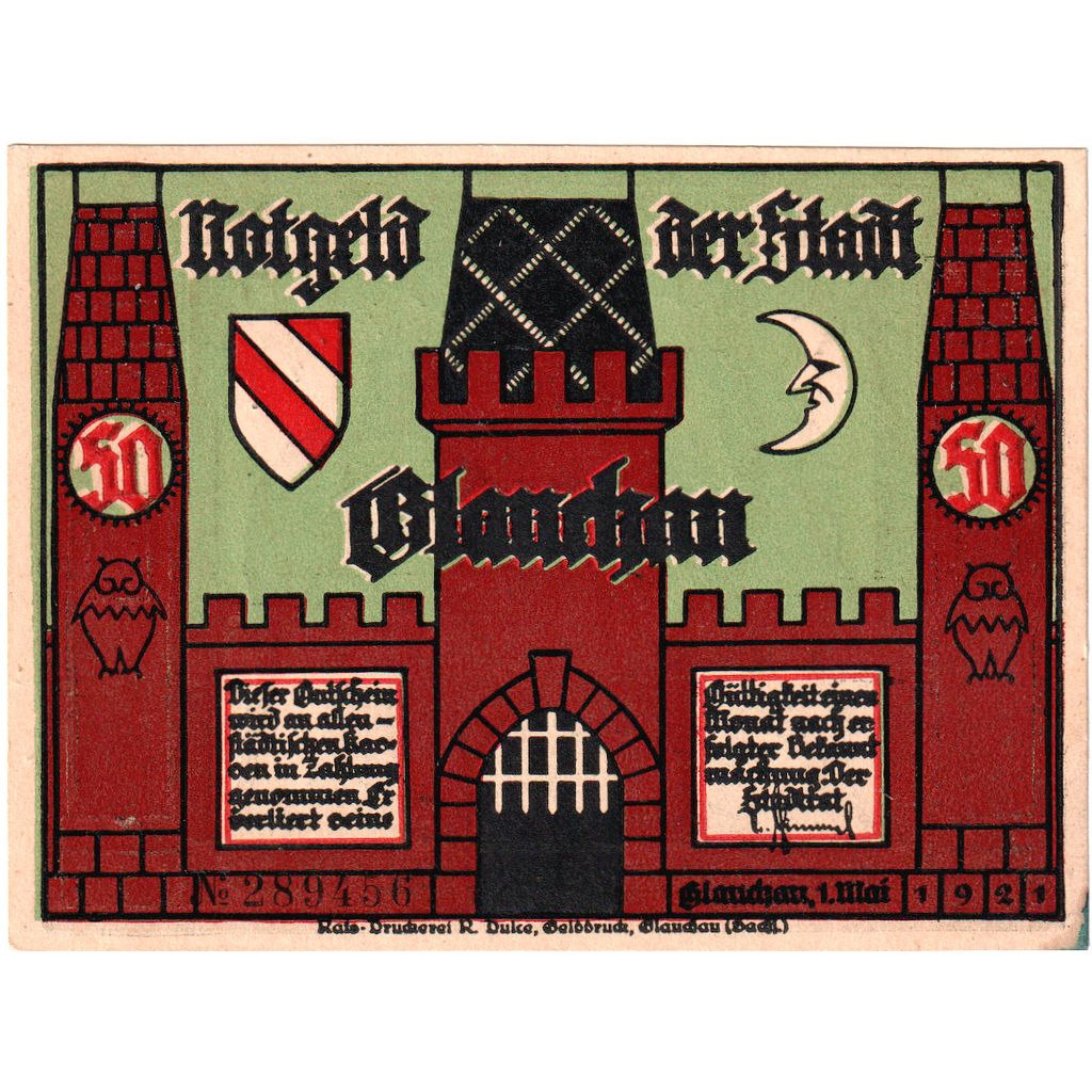 Deutschland, Glauchau, 50 Pfennig, 1921-05-01, VZ