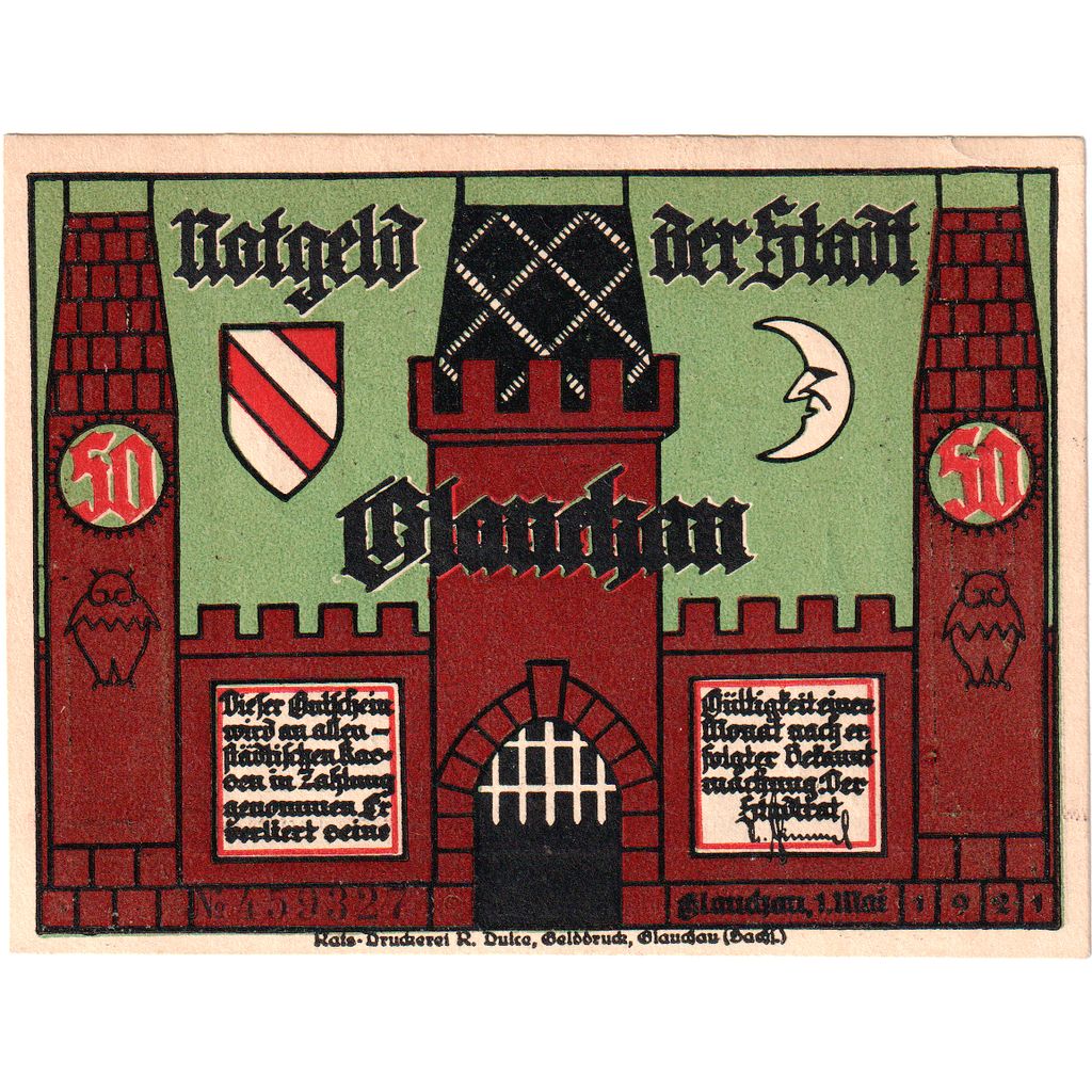 Deutschland, Glauchau, 50 Pfennig, 1921-05-01, VZ