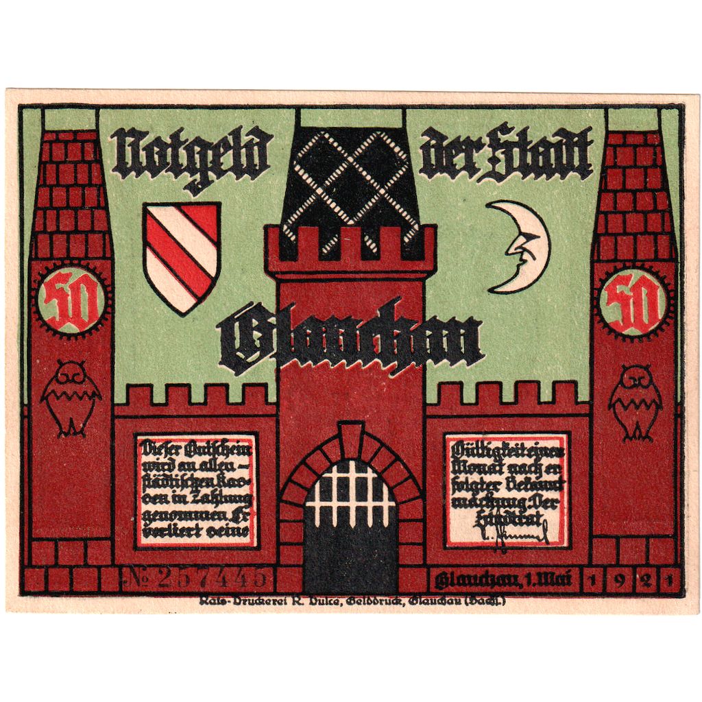 Germany, Glauchau, 50 Pfennig, 1921-05-01, UNC(63)