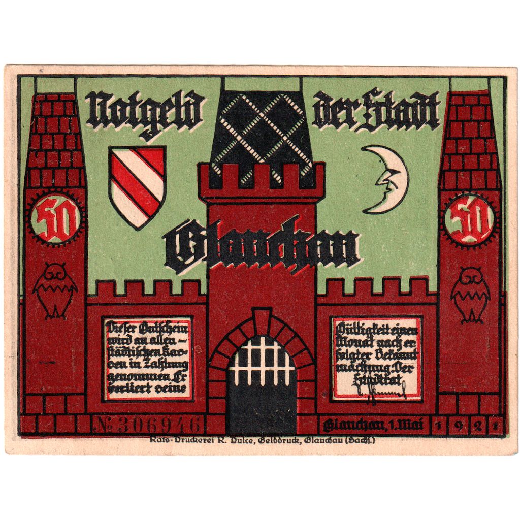 Deutschland, Glauchau, 50 Pfennig, 1921-05-01, UNZ-