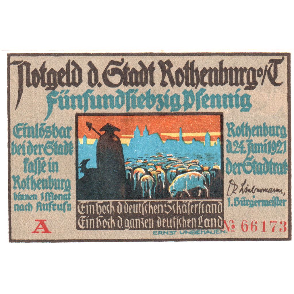 Deutschland, Rothenburg, 75 Pfennig, 1921-06-24, UNZ-