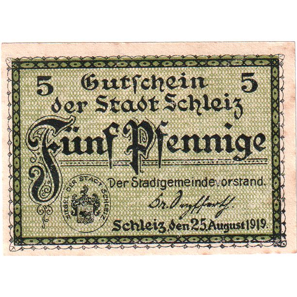 Alemania, Schleiz, 5 Pfennig, 1919-08-25, EBC