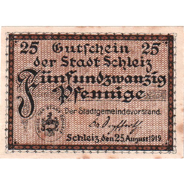Germania, Schleiz, 25 Pfennig, 1919-08-25, SPL-