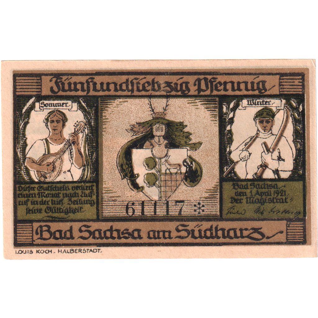 Germania, Bad Sachsa am Sudharz, 75 Pfennig, 1921-04-01, SPL