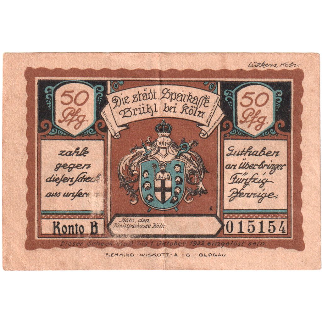 Germania, Glogau, 50 Pfennig, 1922-12-31, BB