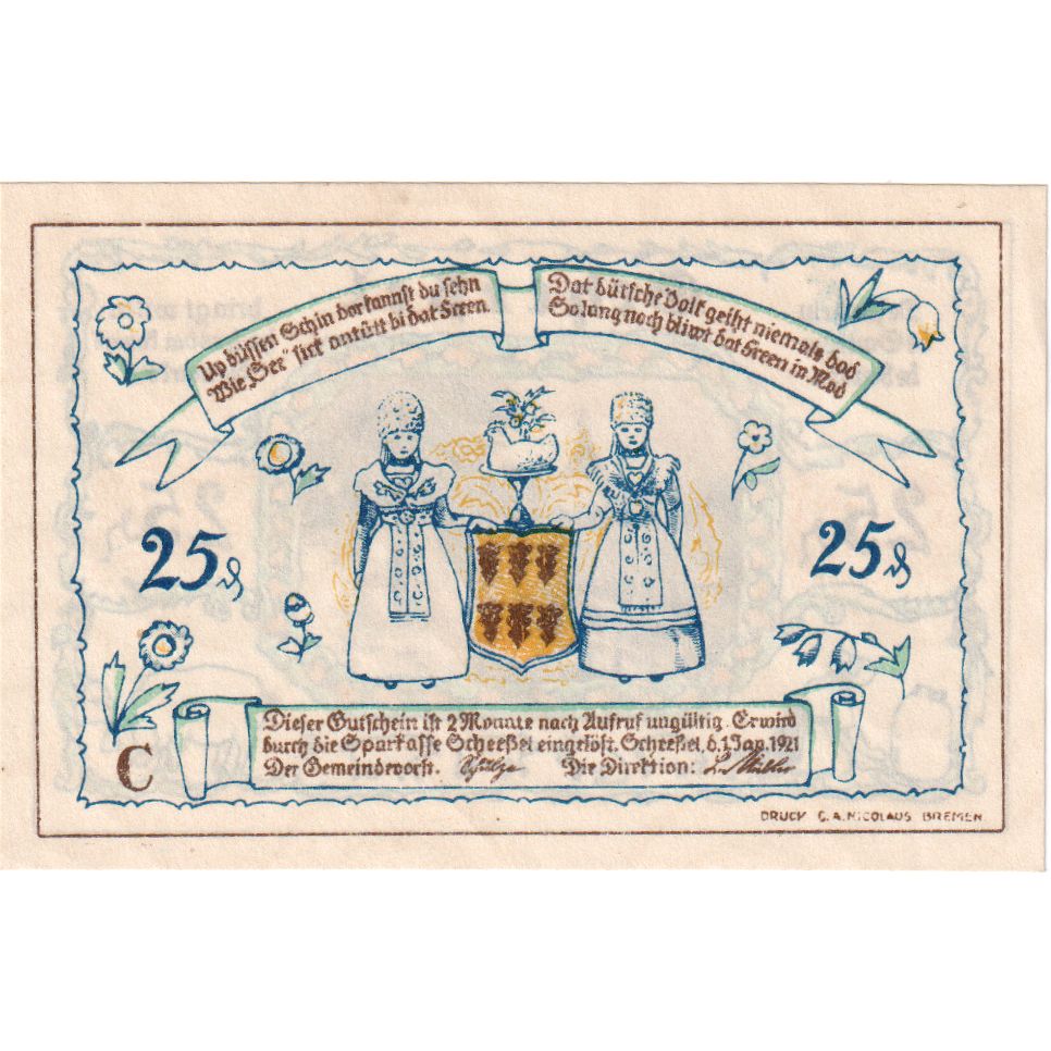 Deutschland, Scheessel, 25 Pfennig, 1921-01-01, UNZ-