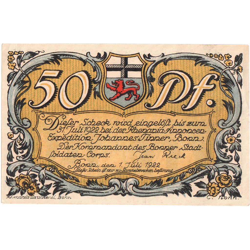 Duitsland, Bonn, 50 Pfennig, 1922-07-01, SPL