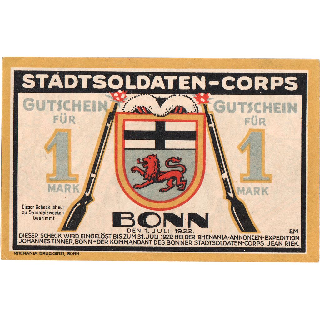 Duitsland, Bonn, 1 Mark, 1922-07-01, SPL