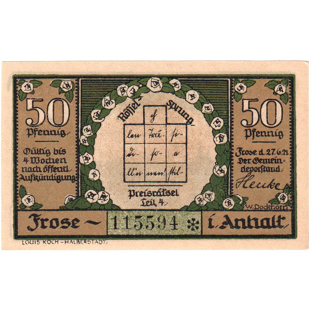 Duitsland, Frose in Anhalt, 25 Pfennig, 1921-06-27, SPL