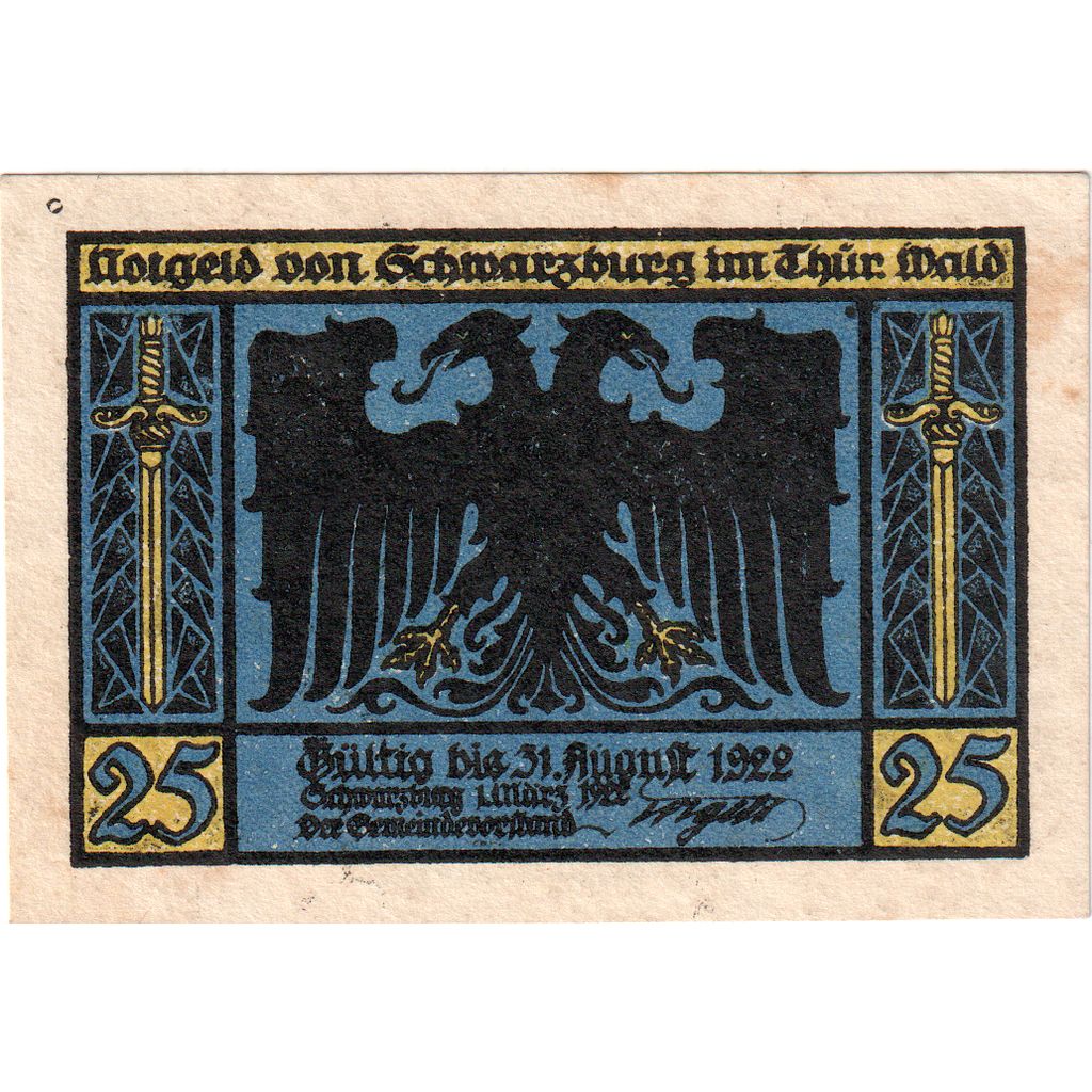Germania, schwarzburg, 25 Pfennig, 1922-08-31, BB