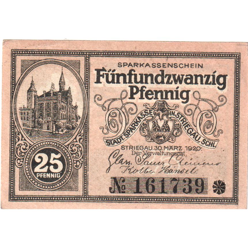 Germania, Striegau, 25 Pfennig, 1920-03-30, SPL