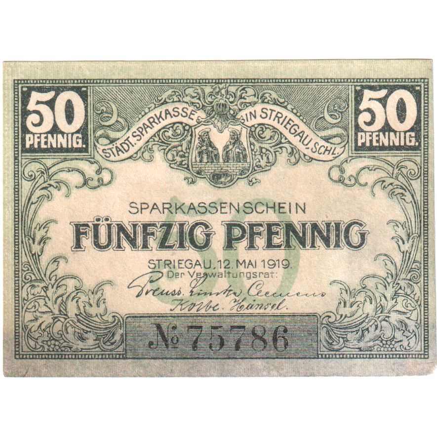 Germania, Striegau, 50 Pfennig, 1919-05-12, SPL