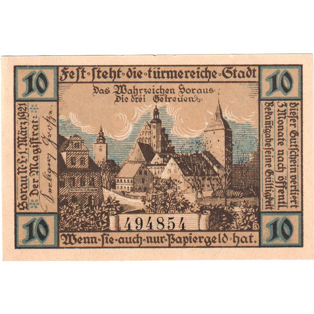 Alemania, Sorau, 10 Pfennig, 1921-03-01, SC