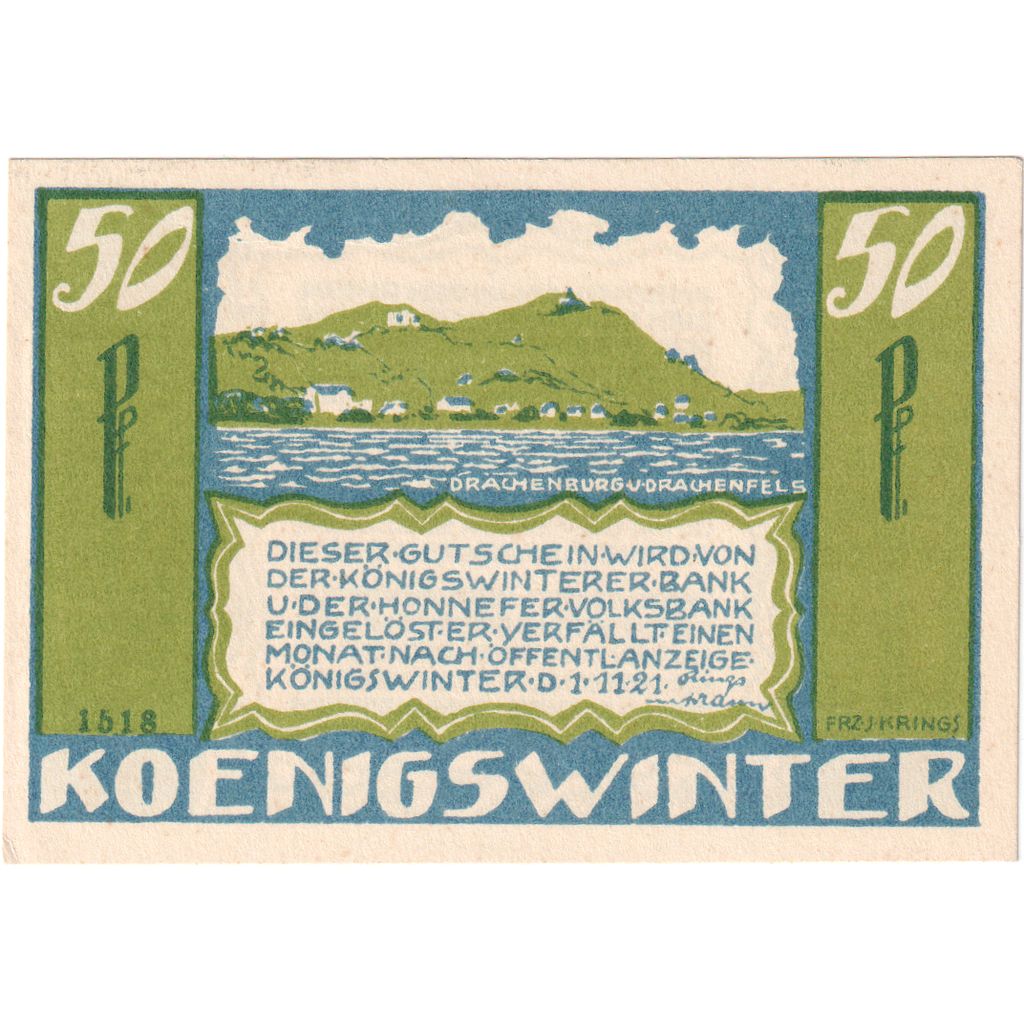 Deutschland, Koenigswinter, 50 Pfennig, 1921-11-01, UNZ-