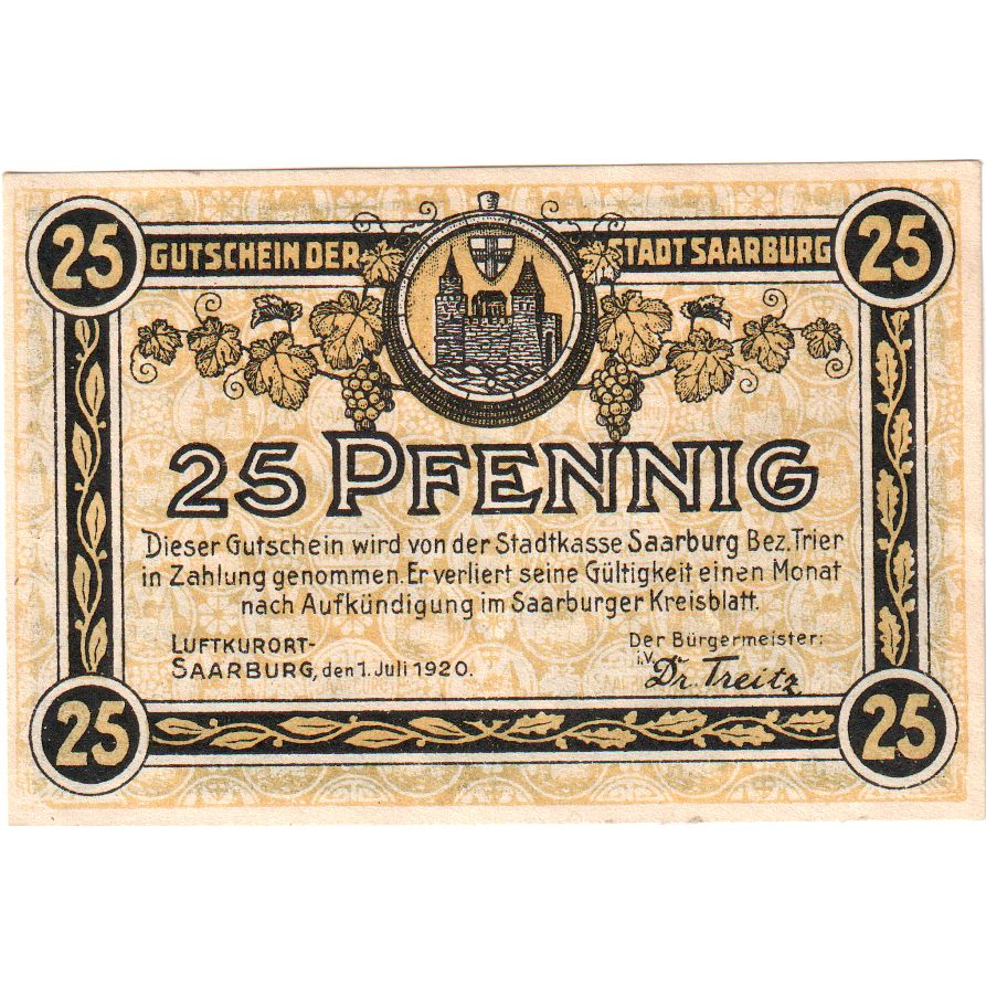 Alemania, Saarburg, 25 Pfennig, 1921-07-01, SC