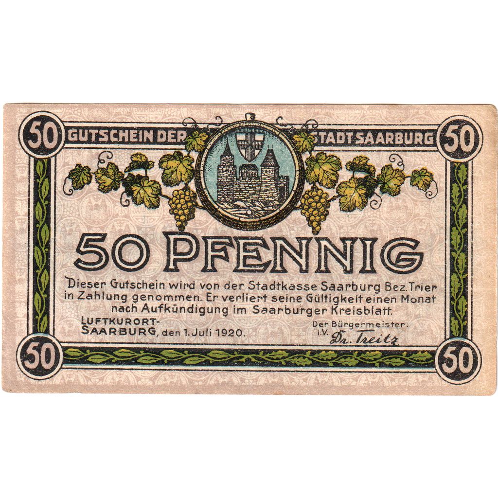 Germania, Saarburg, 50 Pfennig, 1921-07-01, SPL-