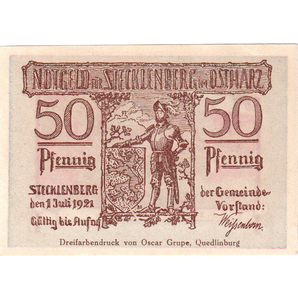 Duitsland, Stecklenberg, 50 Pfennig, 1921-07-01, SPL