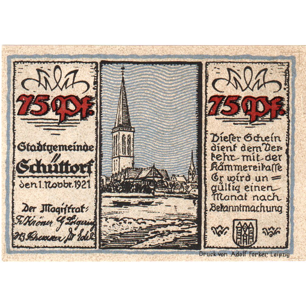 Niemcy, Schuttorf, 75 Pfennig, 1921-11-01, UNC(63)
