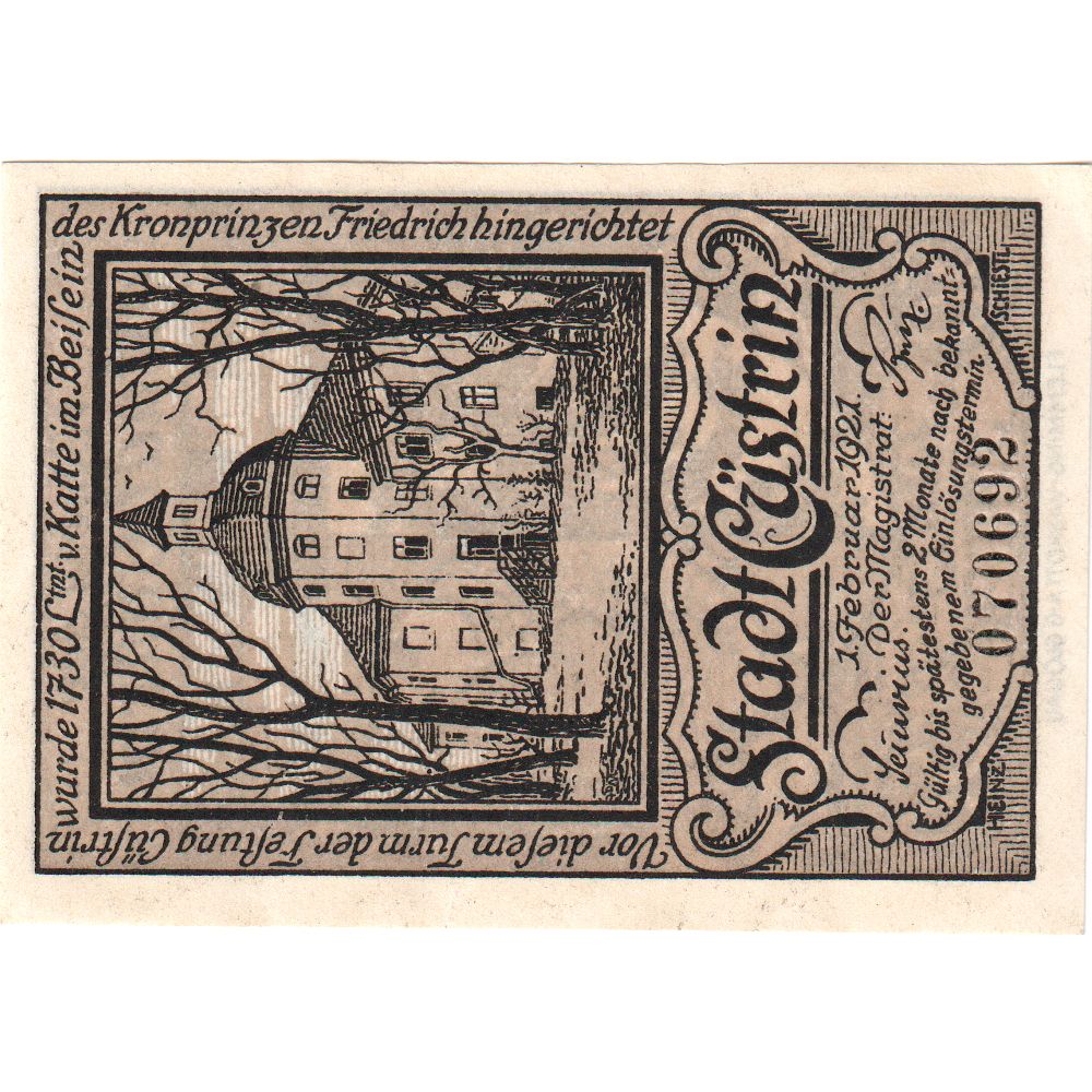 Duitsland, Cüstrin, 50 Pfennig, 1921-02-01, SPL