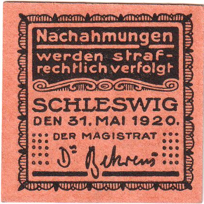 Duitsland, Schleswig, 10 Pfennig, 1920-05-31, SPL