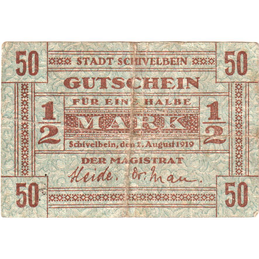 Germania, Schivelbien, 1/2 Mark, 1919-08-01, MB