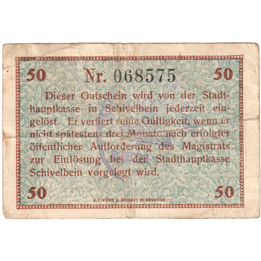 Germania, Schivelbien, 1/2 Mark, 1919-08-01, MB