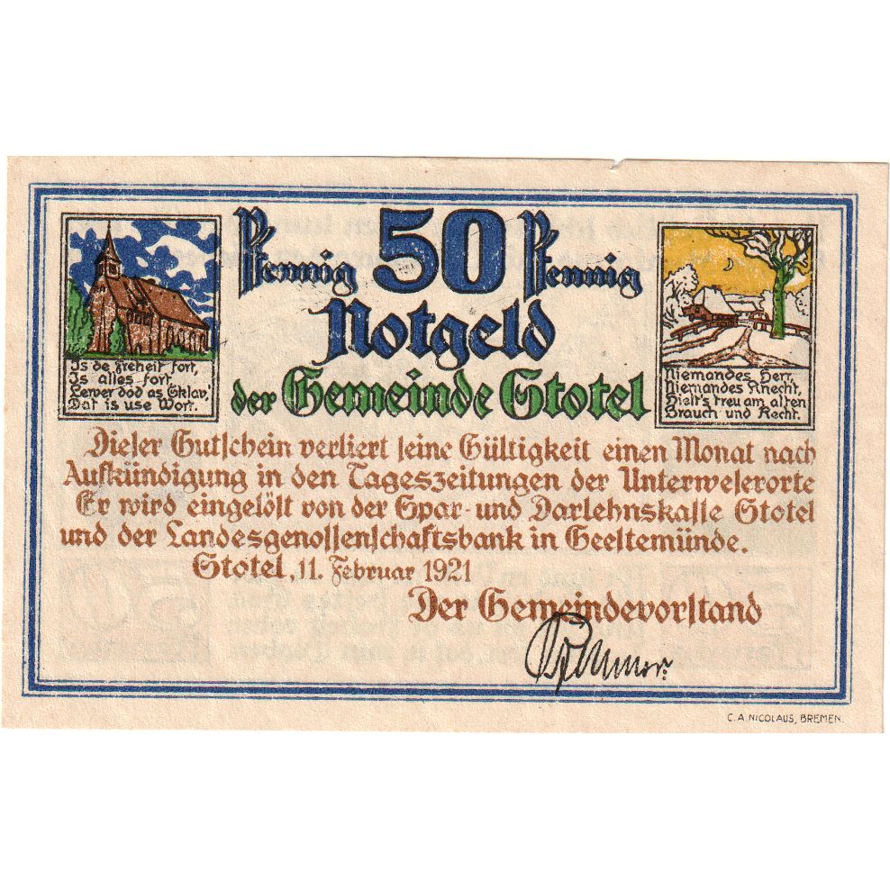 Duitsland, Stotel, 50 Pfennig, 1921-02-11, SPL