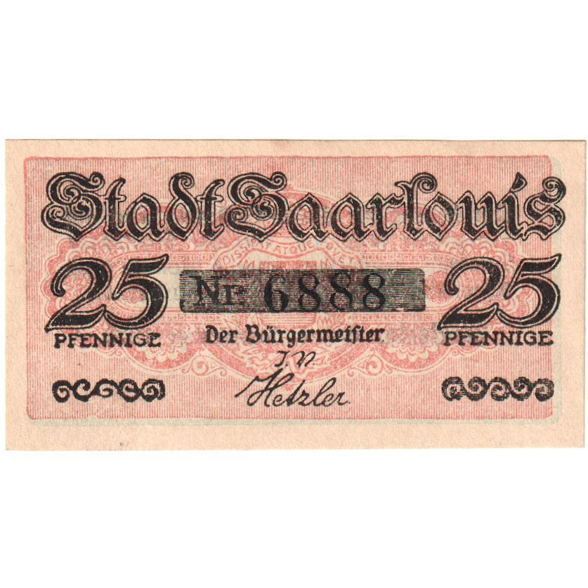 Duitsland, Saarlouis, 25 Pfennig, 1920-02-01, SPL