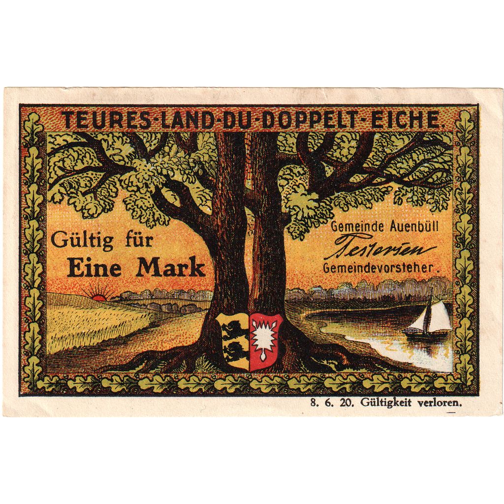 Duitsland, Auenbüll, 1 Mark, 1920-02-10, SPL