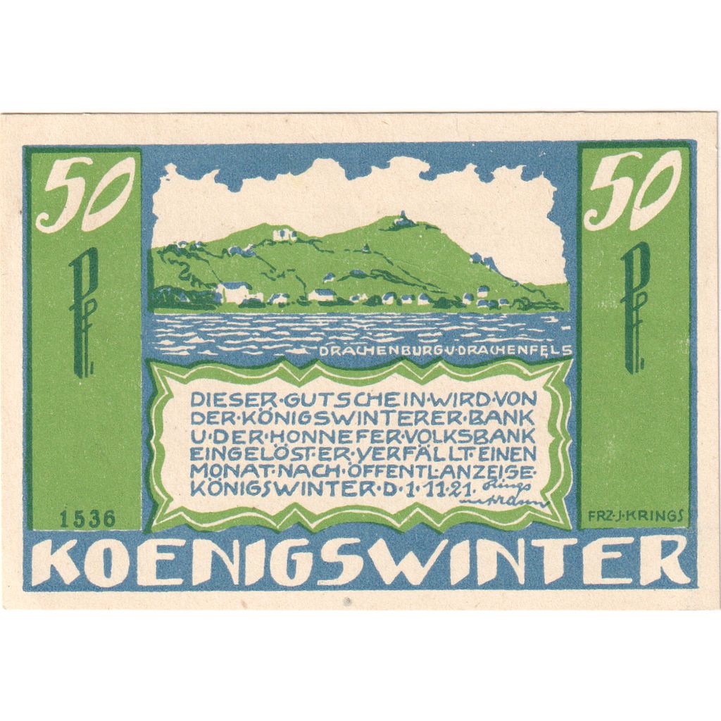 Deutschland, Koenigswinter, 50 Pfennig, 1921-11-01, UNZ-