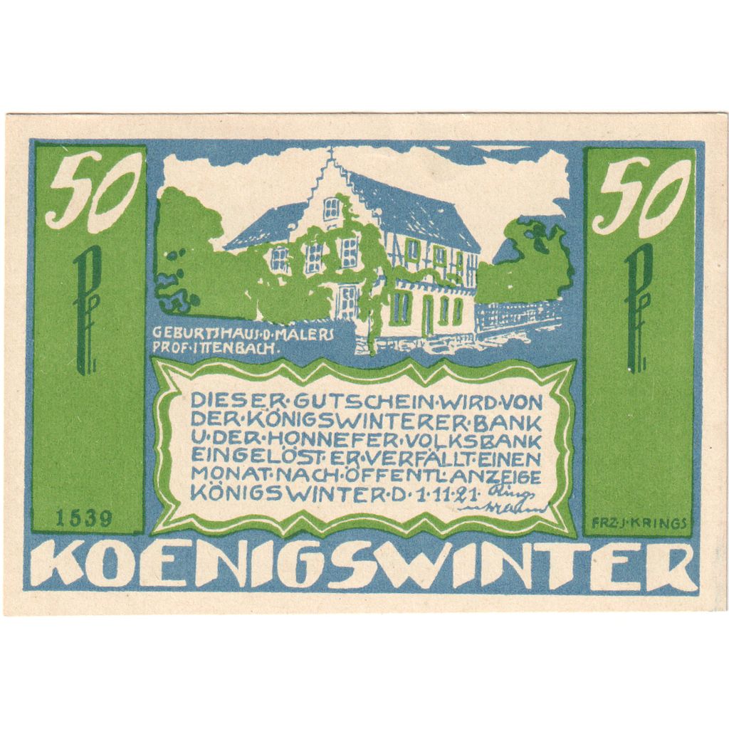 Deutschland, Koenigswinter, 50 Pfennig, 1921-11-01, UNZ-