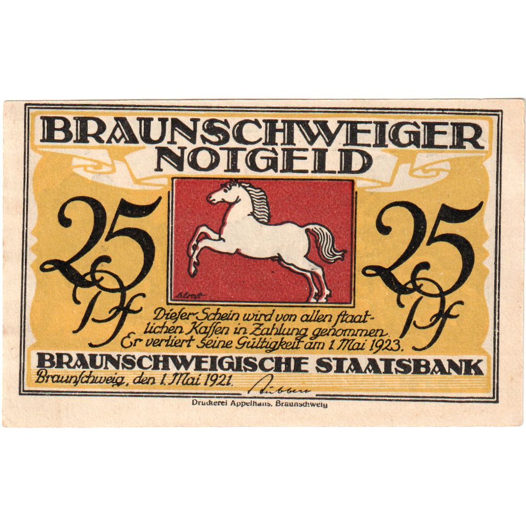 Duitsland, Braunschweig, 25 Pfennig, 1921-05-01, SPL