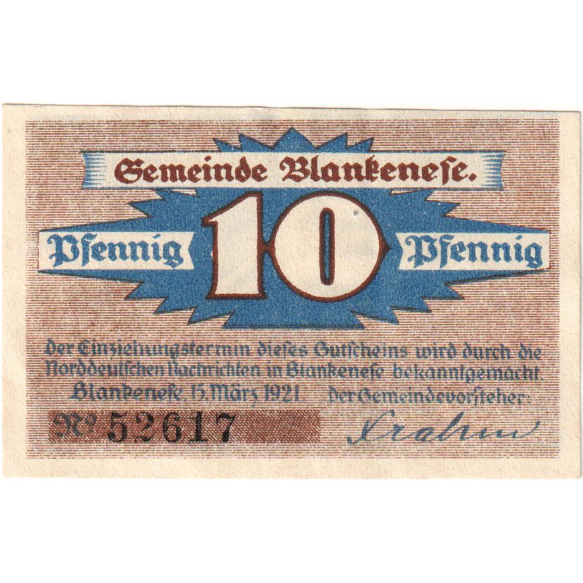 Deutschland, Blankenese, 10 Pfennig, 1921-03-15, UNZ-