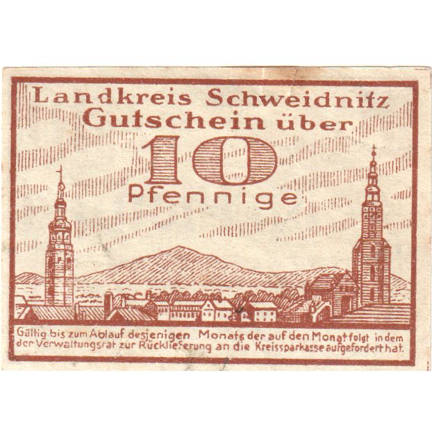 Deutschland, Schweidnitz, 10 Pfennig, 1921-05-01, SS+