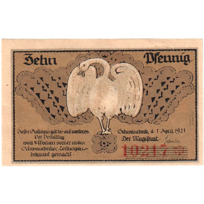 Duitsland, Schwanebeck, 10 Pfennig, 1921-04-01, SPL