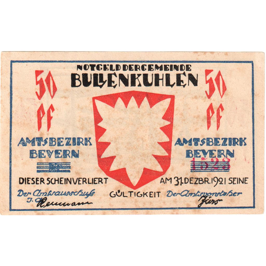 Duitsland, Bullenkuhlen, 50 Pfennig, 1921-12-31, TTB