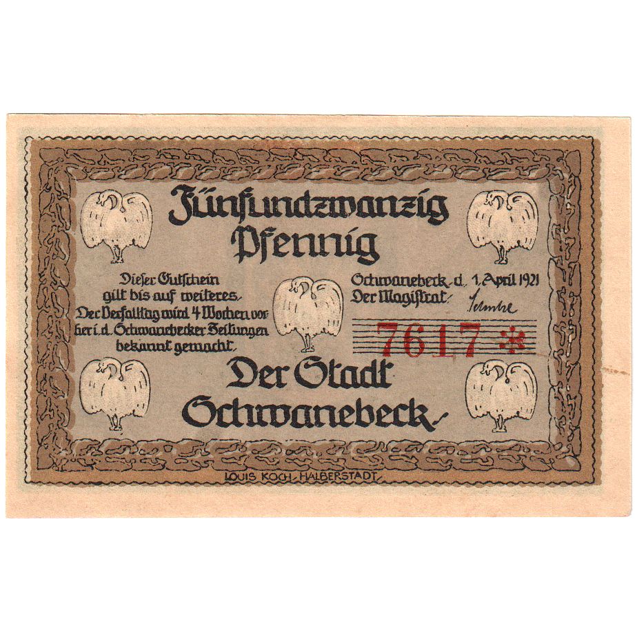 Alemania, Schwanebeck, 25 Pfennig, 1921-04-01, SC