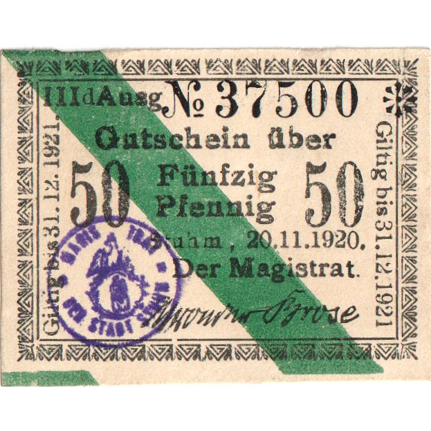 Alemania, Stuhm, 50 Pfennig, 1920-11-20, SC